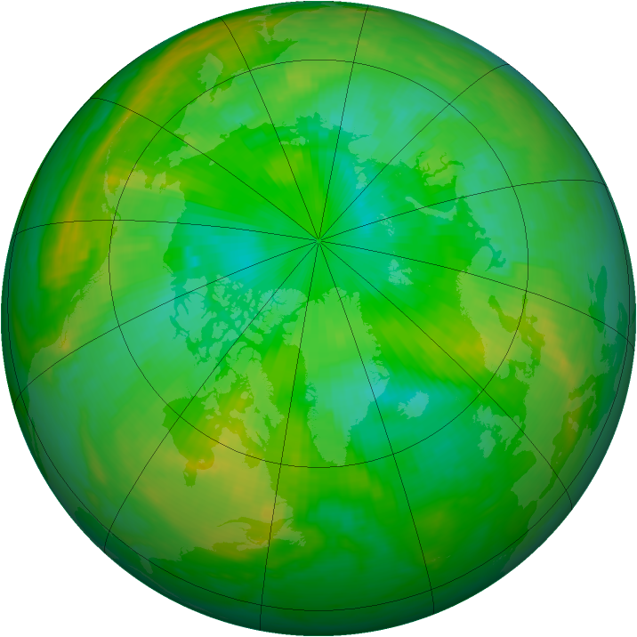 Arctic ozone map for 15 July 1989